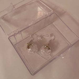 Clear ornament earrings sterling silver
